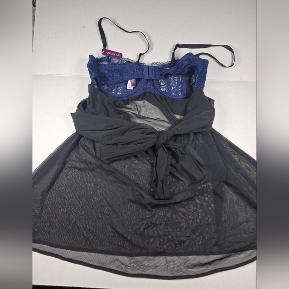 Adore Me Babydoll Lingerie Black And Blue Size 34DD NWT - Picture 4 of 10